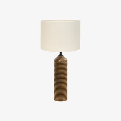 Barker and Stonehouse Wood Column Table Lamp, Brown | Barker & Stonehouse