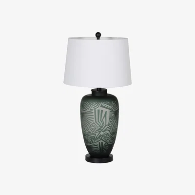 Barker and Stonehouse Etched Glass Table Lamp, Green | Barker & Stonehouse