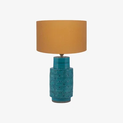 Barker and Stonehouse Aquamarine Etched Stoneware Table Lamp, Blue Ceramic | Barker & Stonehouse