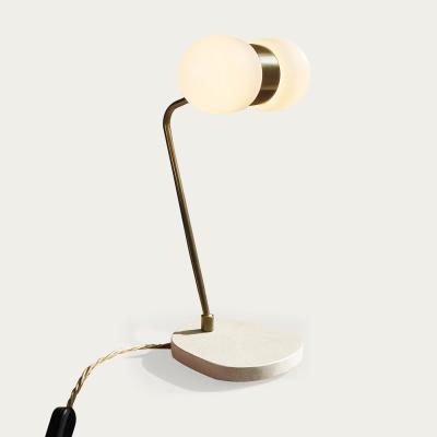 Bombinate.com Brushed Brass/White Terrazzo Nuvol Double Table Lamp - UK Plug