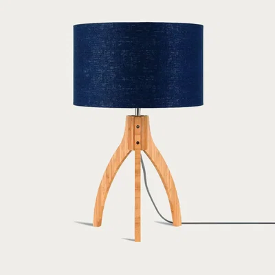 Bombinate.com Natural/Blue Denim Annapurna Bamboo Table Lamp