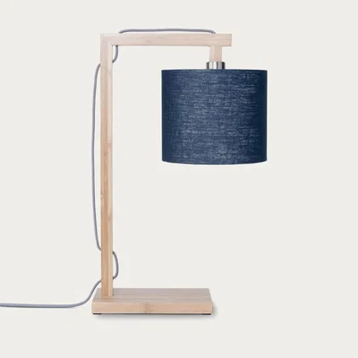 Bombinate.com Natural/Blue Denim Himalaya Bamboo Table Lamp