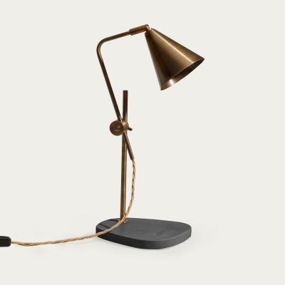 Bombinate.com Brushed Aged Brass/Black Terrazzo Cone Table Lamp - UK Plug