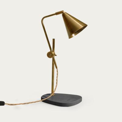 Bombinate.com Brushed Brass/Black Terrazzo Cone Table Lamp - EU Plug