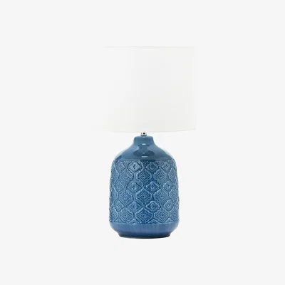 BHS.com Cosgrove Patterned Ceramic Table Lamp, Cobalt Blue