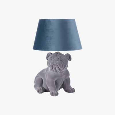 BHS.com Boris Bulldog Flock Table Lamp with Velvet Shade, Grey