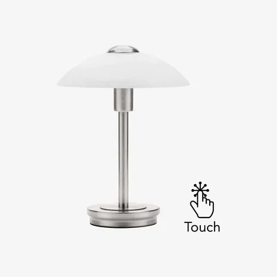 BHS.com Archie Touch Lamp, Satin Nickel and Alabaster