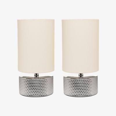 BHS.com 2 Pack of Rowan Embossed Table Lamps with Shade, Silver