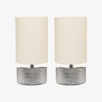 BHS.com 2 Pack of Rowan Embossed Table Lamps with Shade, Silver