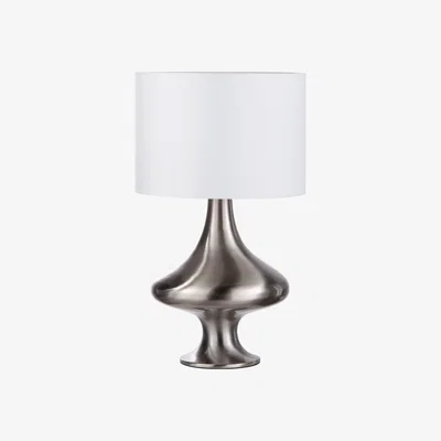 BHS.com Caen Spun Table Lamp with White Shade, Satin Nickel