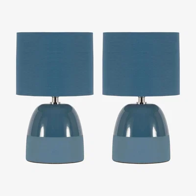 BHS.com 2 Pack of Western Glaze Table Lamps with Shade, Blue