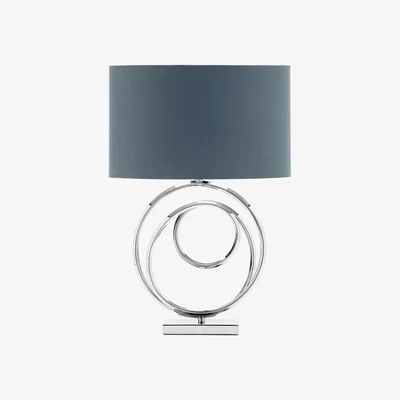 BHS.com Saturn Swirl Base Table Lamp with Grey Shade, Chrome