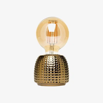 BHS.com Oak Embossed Base Table Lamp, Gold