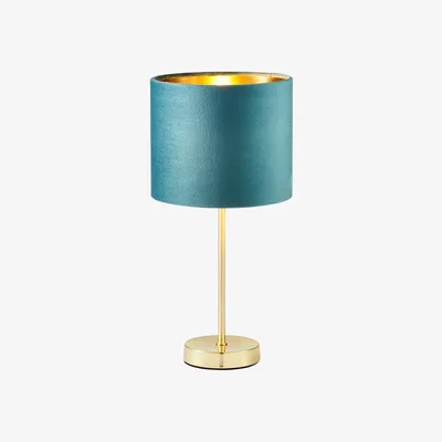 BHS.com Velvet Table Lamp, Teal and Brass
