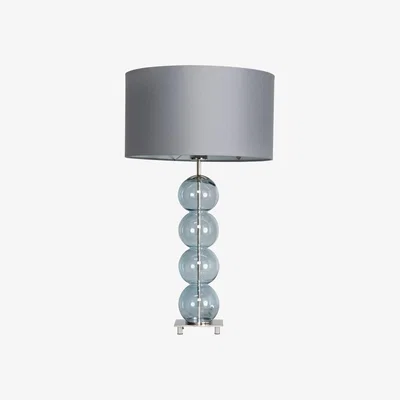 BHS.com Metro Ball Stacked Table Lamp with Blue Glass Base, Nickel