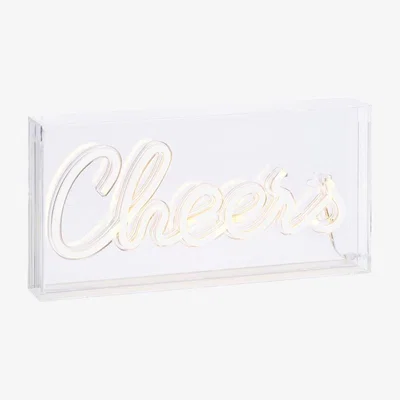 BHS.com Glow LED Cheers Acrylic Neon Style Light Box, White