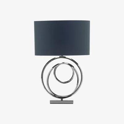 BHS.com Saturn Swirl Base Table Lamp with Dark Grey Shade, Black Nickel