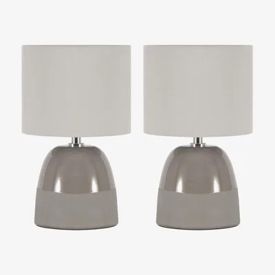 BHS.com 2 Pack of Western Glaze Table Lamps with Shade, Grey