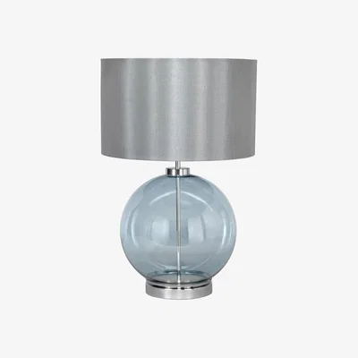 BHS.com Metro Blue Glass Sphere Table Lamp, Nickel