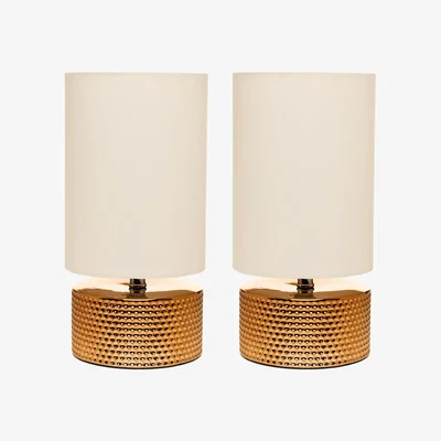 BHS.com 2 Pack of Rowan Embossed Table Lamps with Shade, Gold