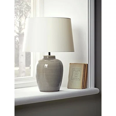 Cox and Cox Grey Barrel Glazed Table Lamp