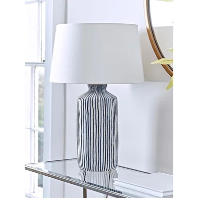 Cox and Cox Blue Stripe Table Lamp