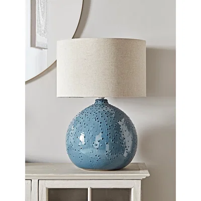 Cox and Cox Glazed Dots Table Lamp - Blue