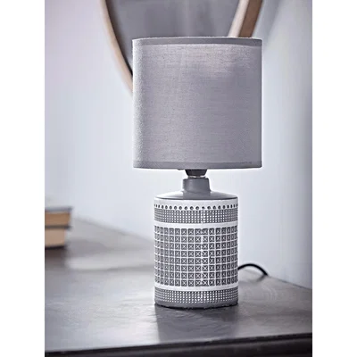 Cox and Cox Textured Grid Table Lamp - Smoke Grey