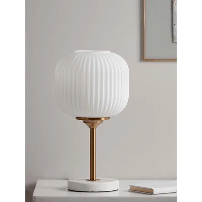 Cox and Cox White Glass & Marble Table Lamp