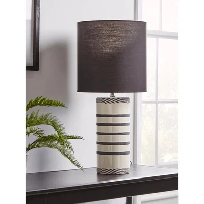 Cox and Cox Black Stripes Ceramic Table Lamp