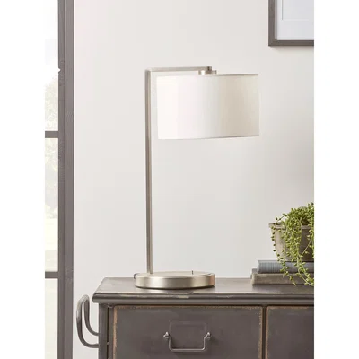 Cox and Cox Brushed Silver Table Lamp