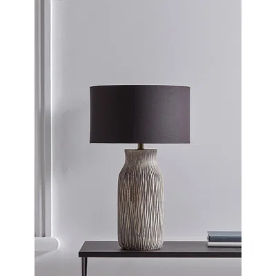 Cox and Cox Greywashed Textured Wooden Table Lamp