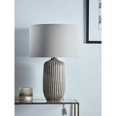 Cox and Cox Taupe Textured Stripe Table Lamp
