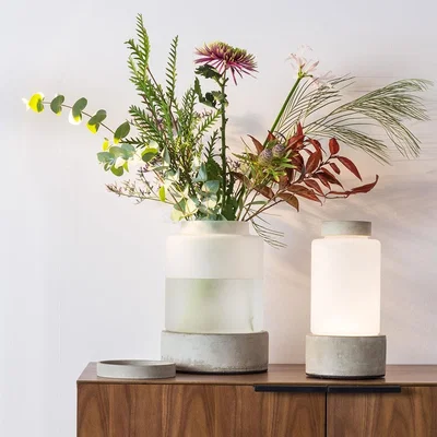 Cuckooland Zuiver Reina Concrete Vase Including Rechargeable Lamp