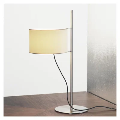 The Conran Shop TMD Table Lamp in White Linen & Satin Nickel