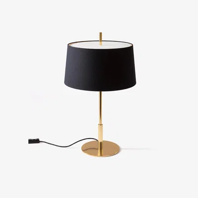 The Conran Shop Diana Table Light Brass Base Black Shade Stone Diffuser