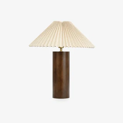 Cult Furniture Danika Pleated Shade Table Lamp, Linen & Walnut