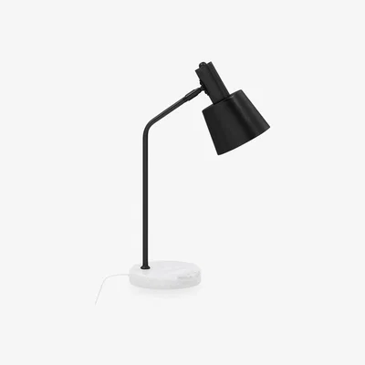 Cult Furniture Piper Metal Table Lamp, White Marble & Black