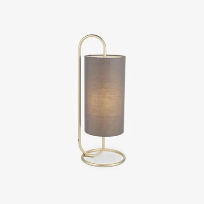 Cult Furniture Selby Fabric Table Lamp, Grey & Brass
