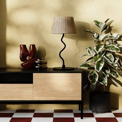 Cult Furniture £20 Off Stanmore Table Lamp, Raffia & Black