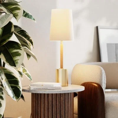 Cult Furniture Arley Table Lamp, Rattan & Brass