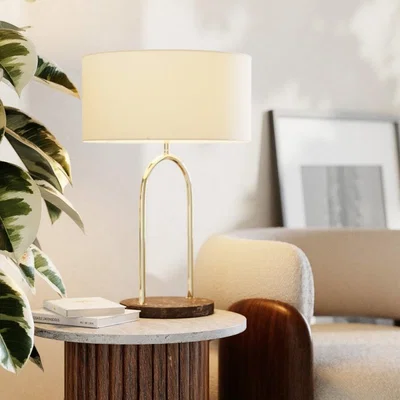 Cult Furniture £10 Off Dulwich Table Lamp, Cream & Brown Marble