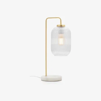 Cult Furniture Braxton Table Lamp, Clear Glass & White Marble Colour: Pink