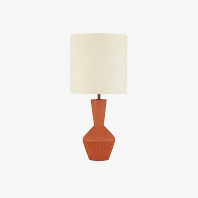Cult Furniture Verla Ribbed Table Lamp, Terracotta & Linen