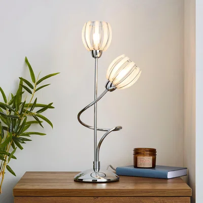 Dunelm Rosa 2 Arm Chrome Table Lamp Silver