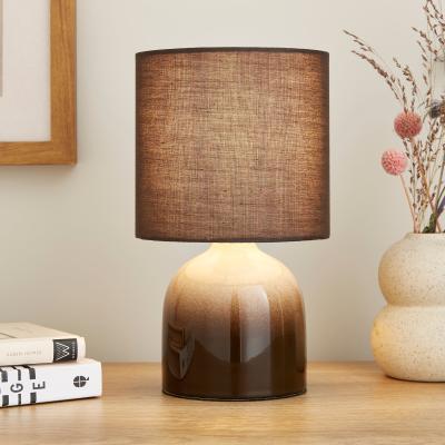Dunelm Opalle Reactive Glaze Table Lamp Bitter Chocolate (Brown)