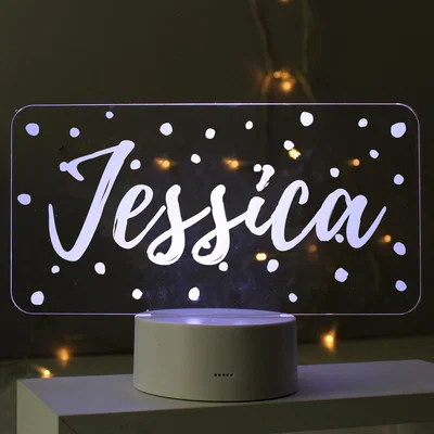 Dunelm Personalised Polka Dot Name Colour Changing Night LED Light White