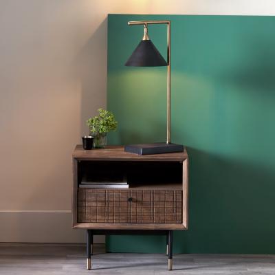 Dunelm Zeta Matt Black and Antique Brass Table Lamp Black