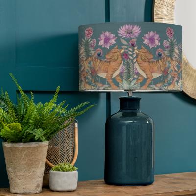 Dunelm Elspeth Table Lamp with Baghdev Shade Baghdev Navy Blue