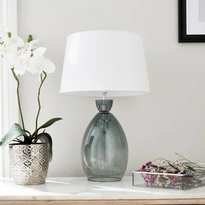 Dunelm Sylvia Ribbed Glass Table Lamp Lilypad